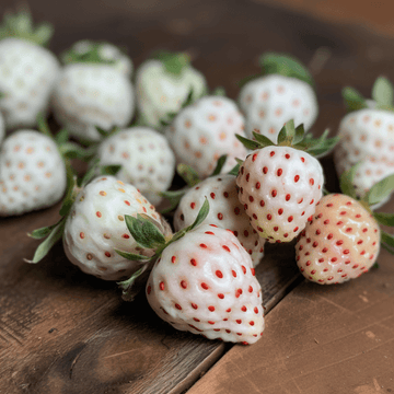 10 White Pineberry Strawberry Live Plants, Bare Root - Pineapple Flavor - Garden